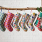 Abstract Plaid Pink Embroidered Stocking