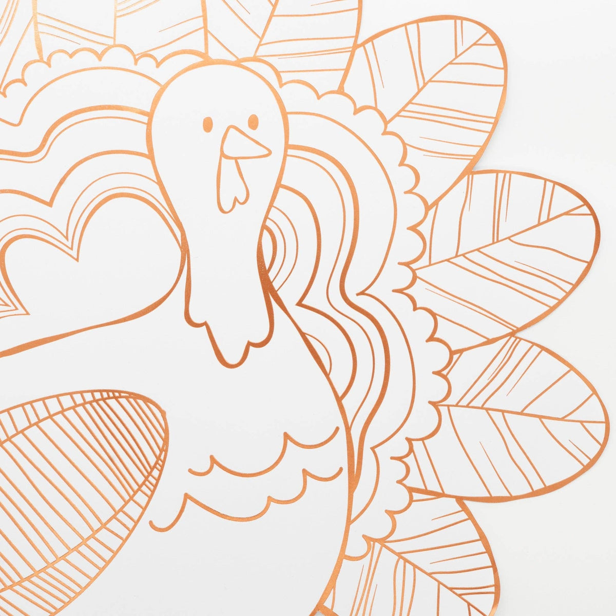 Thanksgiving turkey coloring placemats by Gatherings, featuring festive turkey illustrations for holiday coloring activity.