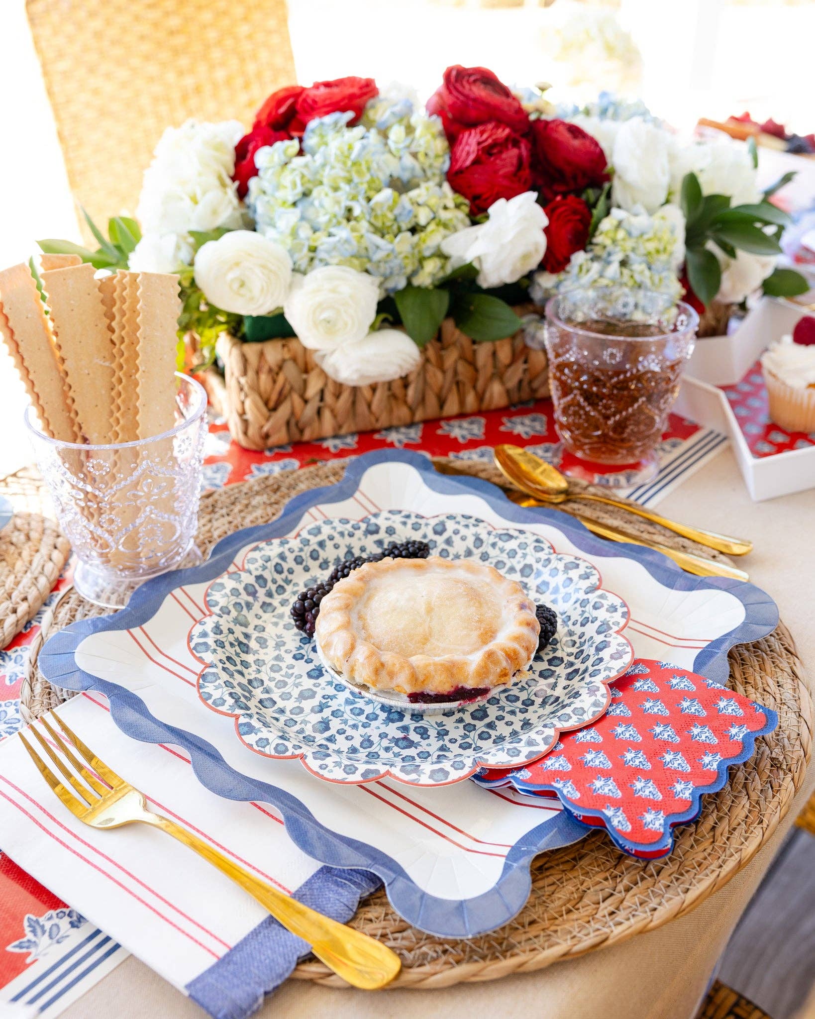 Red striped paper plate from My Mind’s Eye, 11-inch size, with a vibrant red and white striped design for casual dining.