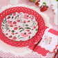 Red Basketweave Dinner Paper Plates from Gatherings by Curated Paperie, featuring a textured basketweave design for elegant dining.