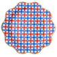 Red and blue gingham star dinner plates from Bonjour Fête, featuring a festive star pattern on classic gingham background.