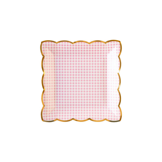 Pink Gingham Plates 9" | Set of 8