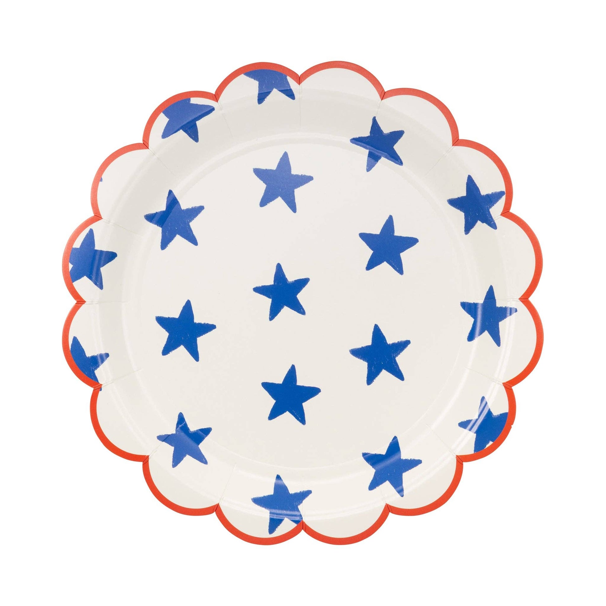 Blue Stars Paper Plate by My Mind’s Eye, 9-inch round plate with a star pattern on a blue background, ideal for parties and celebrations.