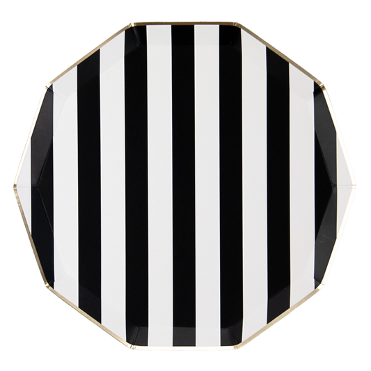 Black Cabana Stripe Dinner Plates | Set of 8