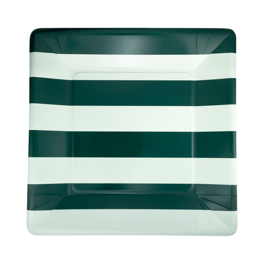 Green and Mint Striped 11" Plate | 8 count