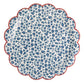 Blue Ditsy Floral Paper Plate by My Mind’s Eye featuring a delicate floral pattern on round paper tableware.