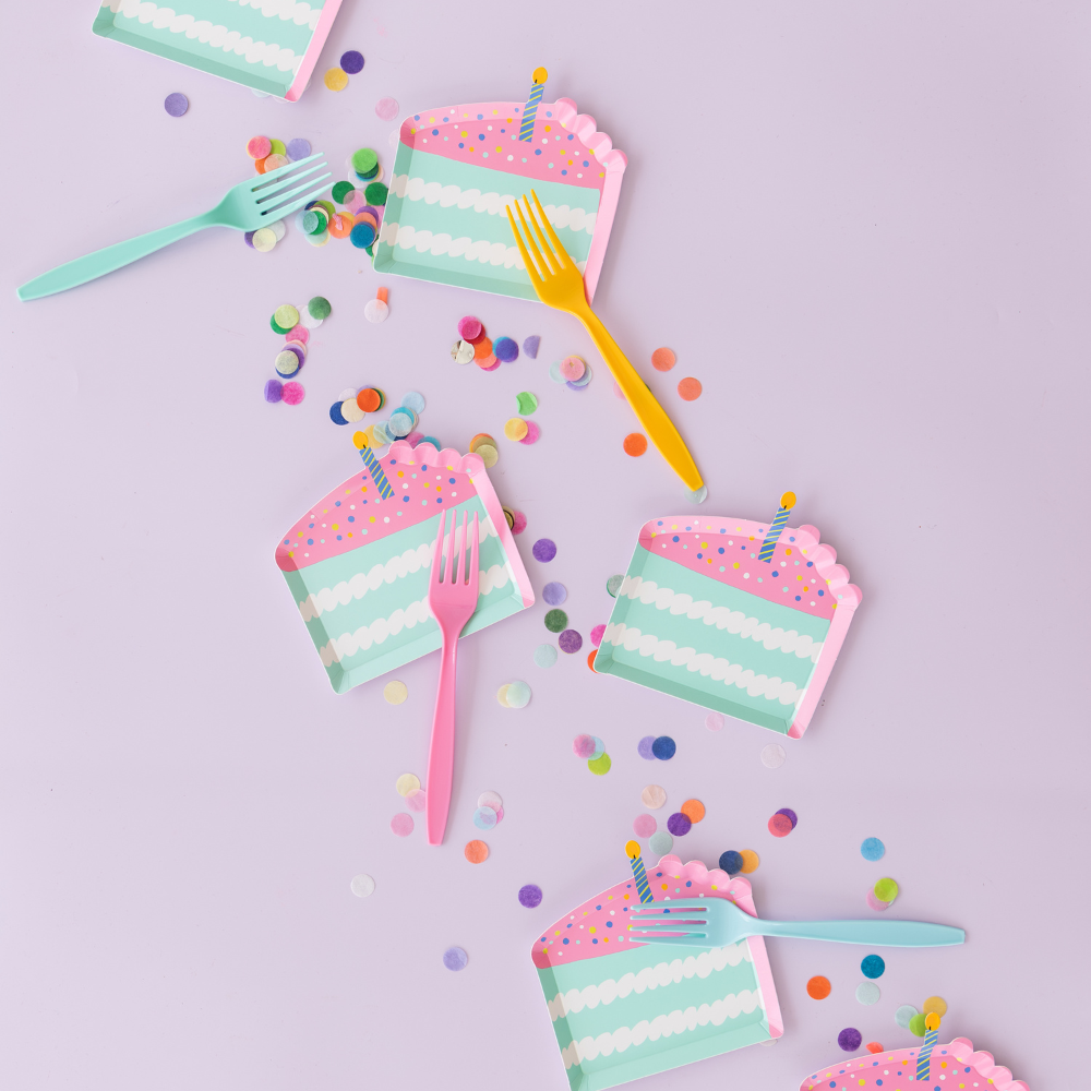 It's A Birthday Cake Slice Canapé Plates | Pack of 8