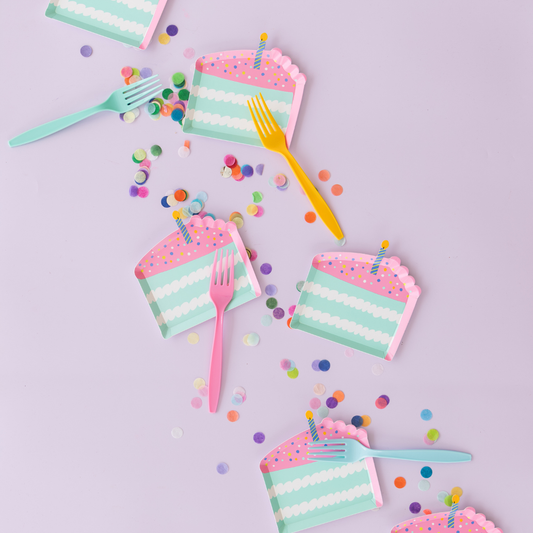 It's A Birthday Cake Slice Canapé Plates | Pack of 8