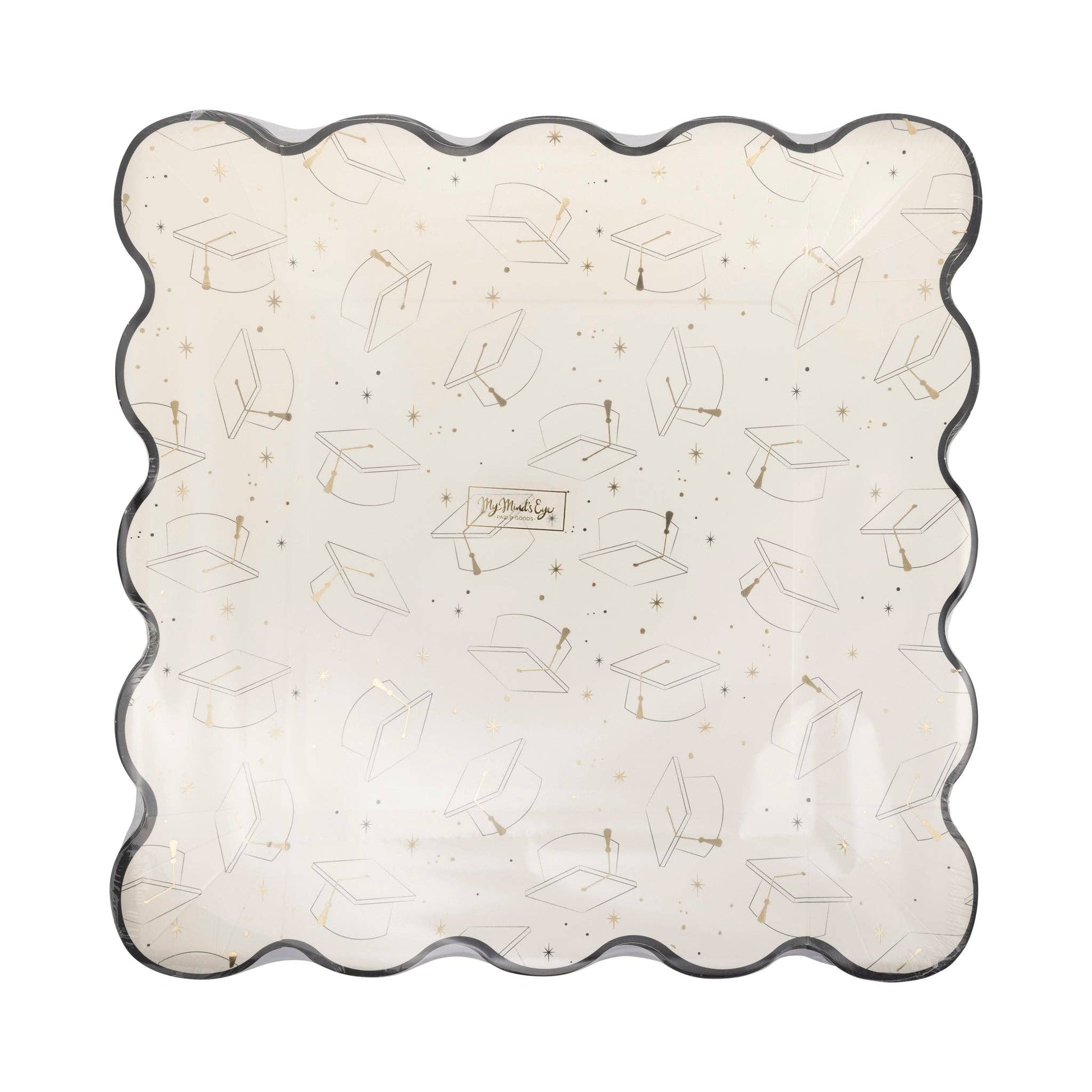 My Mind’s Eye GRD1144 Cap Pattern 11-inch decorative plate featuring colorful cap motifs on a white background.
