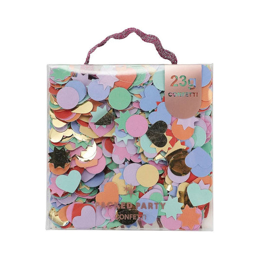 Colorful Magic Confetti Celebration Sprinkle Mix by Packed Party, vibrant sprinkle assortment for festive occasions.