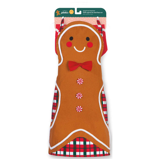 Gingerbread Christmas Daydream Kids Apron and Hat Set
