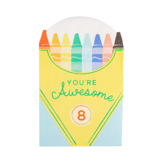 Set of 24 Crayon Box Shaped Dinner Napkins by My Mind’s Eye, featuring colorful crayon design for kids' parties and events.
