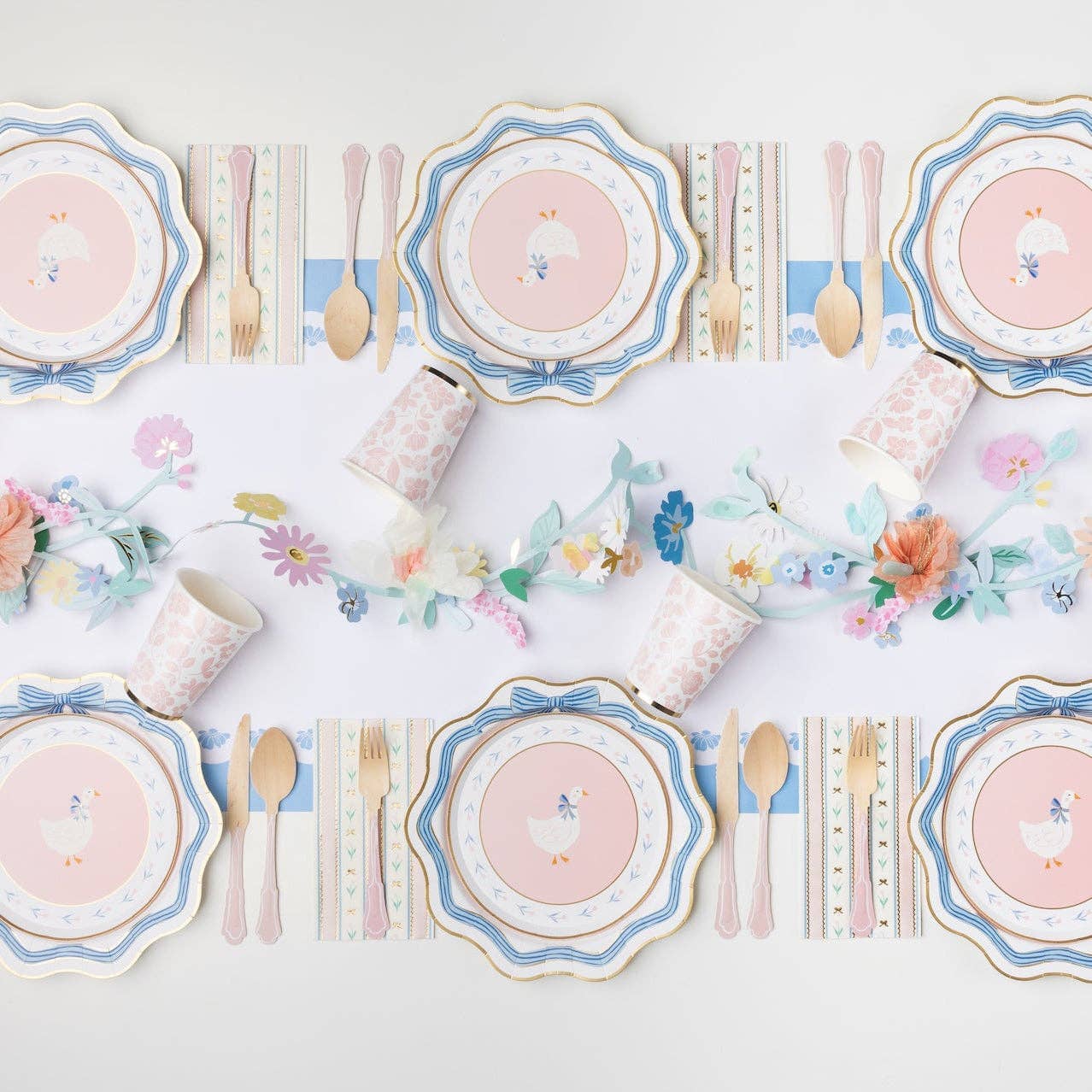 Baby Blue Bow Dinner Plates - 11" | Set of 8 - Porcupine Paper Co.