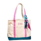 The Darling Canvas Tote Bag with "It's Mahj Time" print by The Darling Effect, featuring a sturdy beige canvas with black handles.
