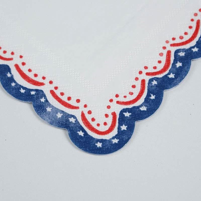 Patriotic 4th of July cocktail napkin with stars and stripes design from Gatherings by Curated Paperie, perfect for summer celebrations.