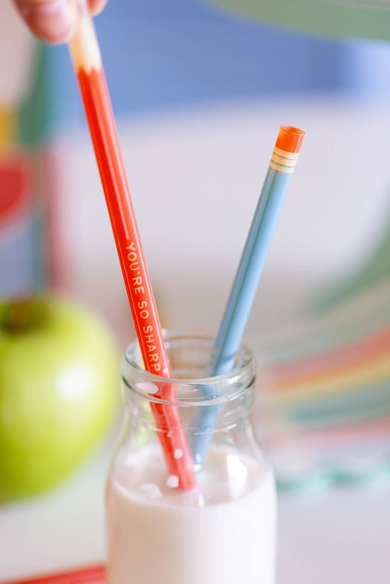 Colored Pencil Reusable Straws | 12 count