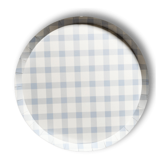 Premium Plaid Baby Blue Plates | 12 count
