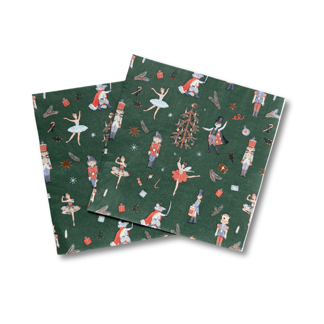 Green Christmas Nutcracker Dinner Napkins | 24 count