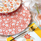 Autumn floral dessert plates by Gatherings by Curated Paperie with colorful fall-inspired floral patterns.