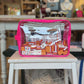 Clear Mahjong Tile Storage Bag with Handles: Hot Pink / Let's Mahj - Porcupine Paper Co.