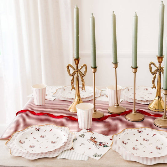 Red Striped Paper Table Runner | 19.5” x 150”