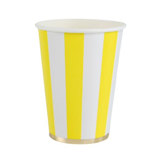 Soleil Yellow Cabana Stripe Cups | 8 count