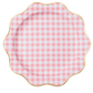 Petal Pink Gingham Dinner Plates with Gold Foil Rim - 11" | Set of 8 - Porcupine Paper Co.
