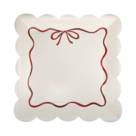 Red Bow Border 10" Plate | 8 count