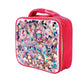Packed Party Audrey Jewel Confetti insulated lunch box with colorful confetti design and sturdy handle for carrying.