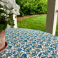 Blue Pinwheel Tablecloth by Christina Dickson Home, 120x70 inch rectangle, featuring vibrant bluebird design on fabric.