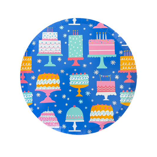 It's A Birthday Large Cake Print Plates 10" | Pack of 8
