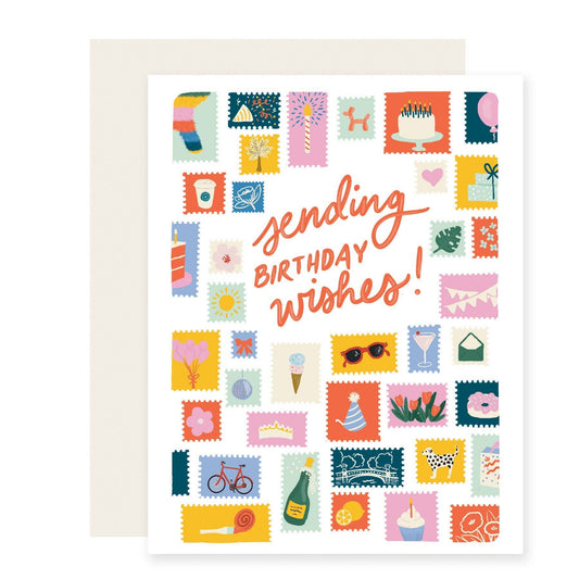 Sending Wishes Stamps Greeting Card