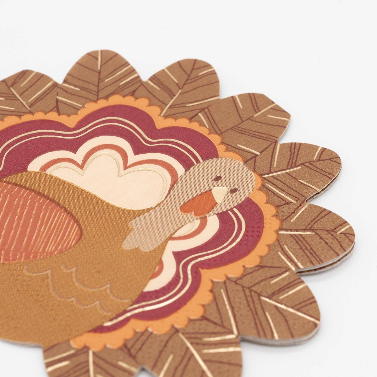 Turkey-shaped paper napkins for Thanksgiving by Gatherings by Curated Paperie, featuring festive turkey design.