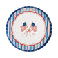 Set of 4th of July flag dessert plates by Gatherings, featuring red, white, and blue patriotic flag design for summer celebrations.