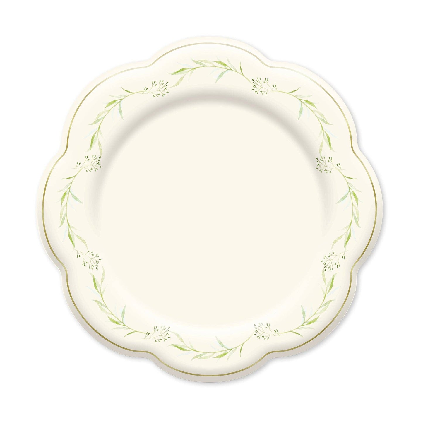 Green Leafy Border Dessert Plate - 8" | Set of 8