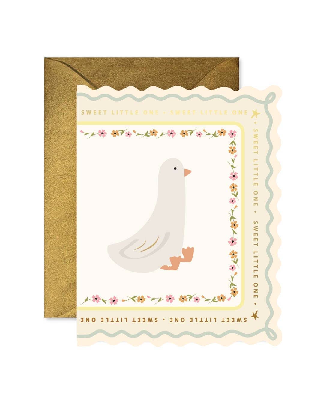 Sweet Little Goose Scallop Greeting Card - Porcupine Paper Co.