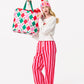 Shiraleah FA LA LA slippers in size S/M, cozy red and white holiday-themed fabric slippers with festive patterns.