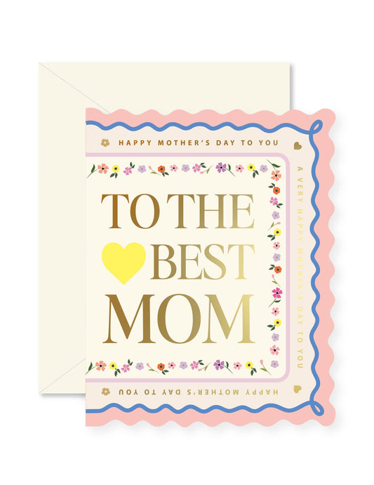 Mother's Day scallop greeting card by Ginger P. Designs with floral and scallop edge details displayed flat on a white background.