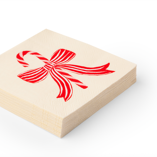 Peppermint Bow Cocktail Napkins | Set of 20