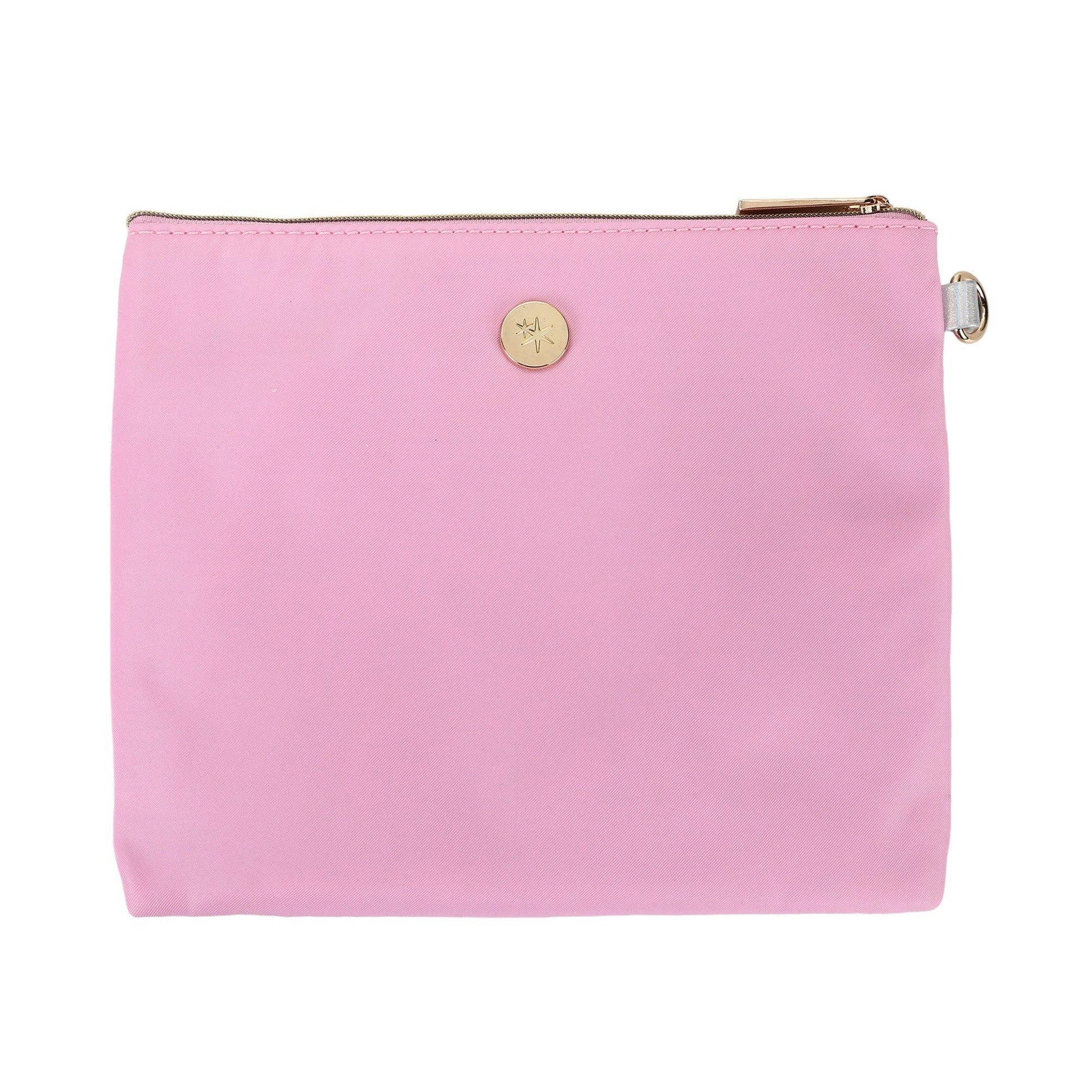 Packed Party Taylor Quilted Hearts Confetti Pencil Pouch with pink and white heart pattern and quilted fabric design.