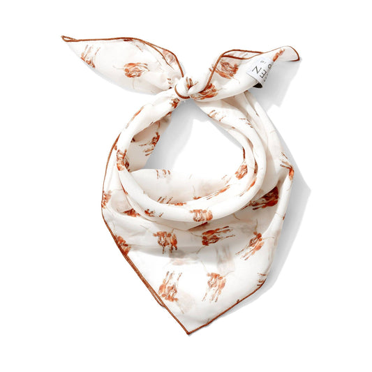 Eighteen Forty Two Longhorn Chiffon Scarf, 20-inch square lightweight scarf with a longhorn pattern and soft chiffon fabric.