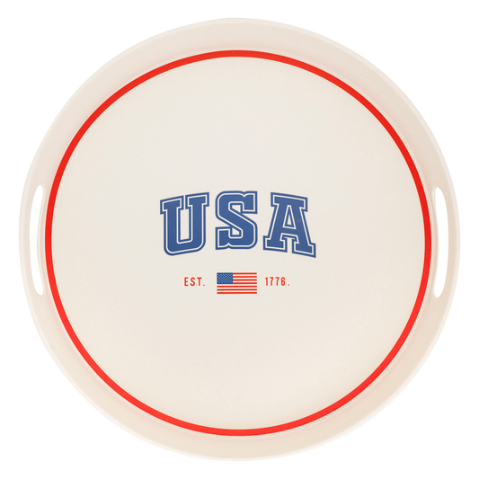 USA Round Reusable Bamboo Serving Tray