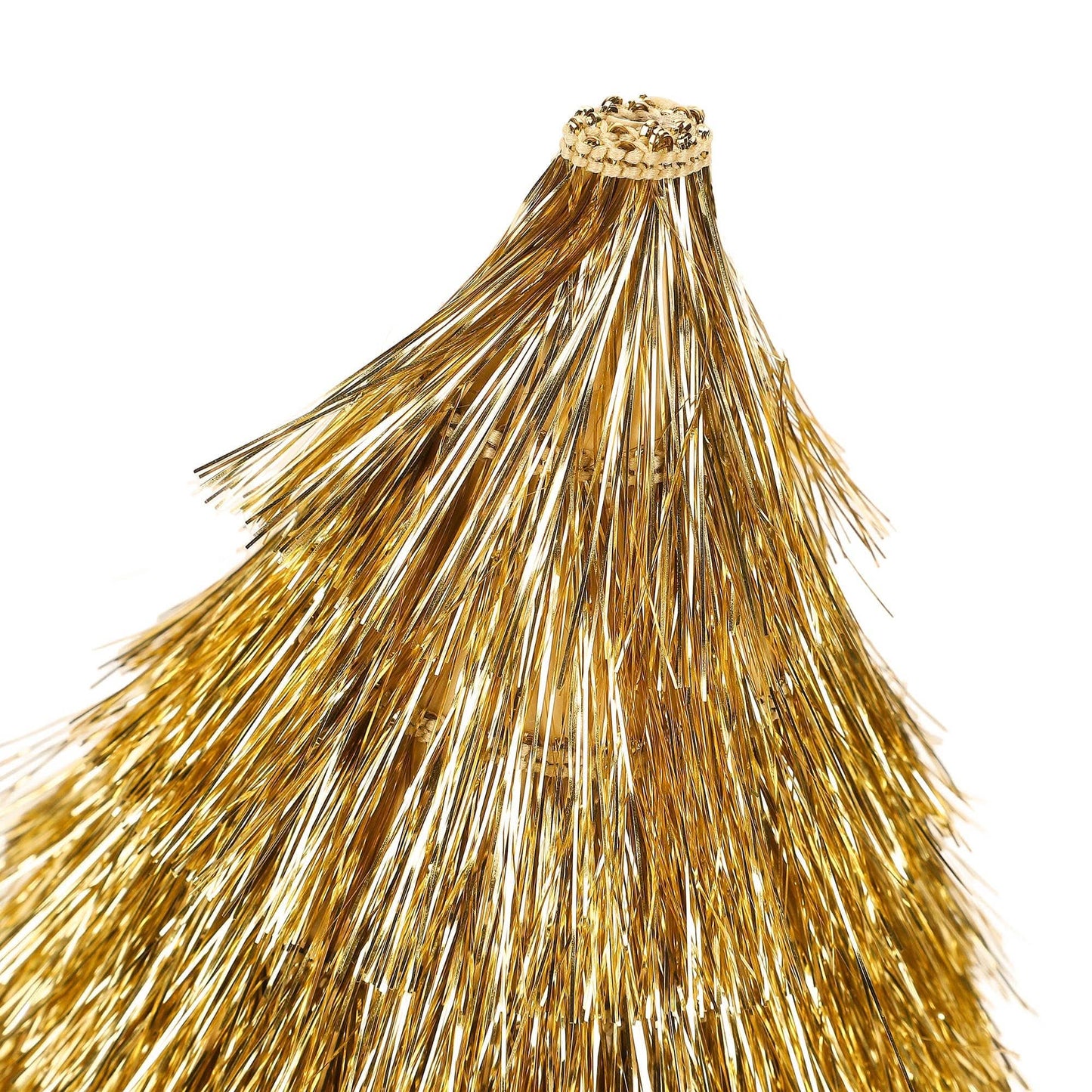Set of four Golden Girl mini gold fringe party hats from Packed Party, featuring shiny gold fabric and festive fringe details.