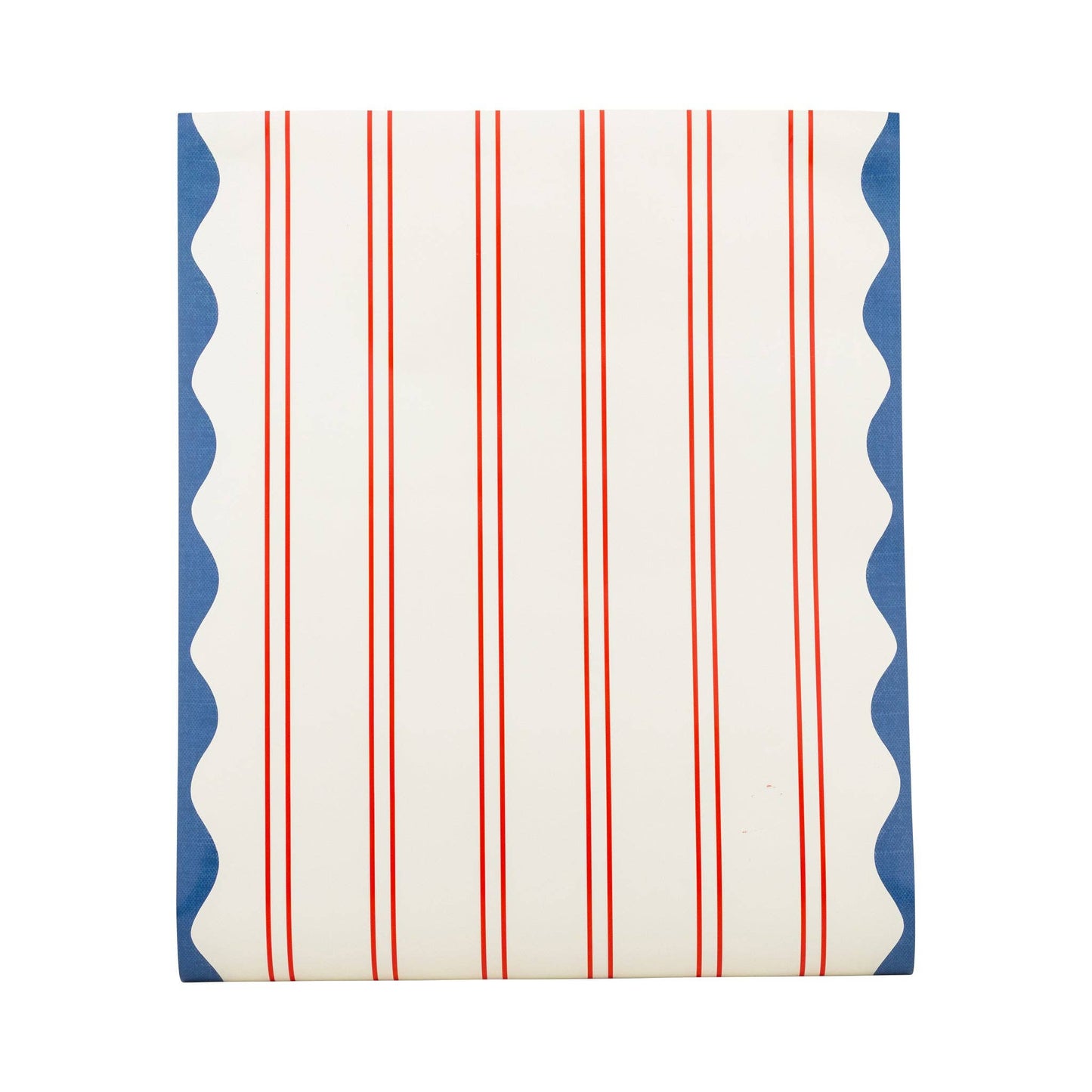 My Mind’s Eye striped table runner with colorful horizontal stripes, made of soft fabric, placed on a dining table.