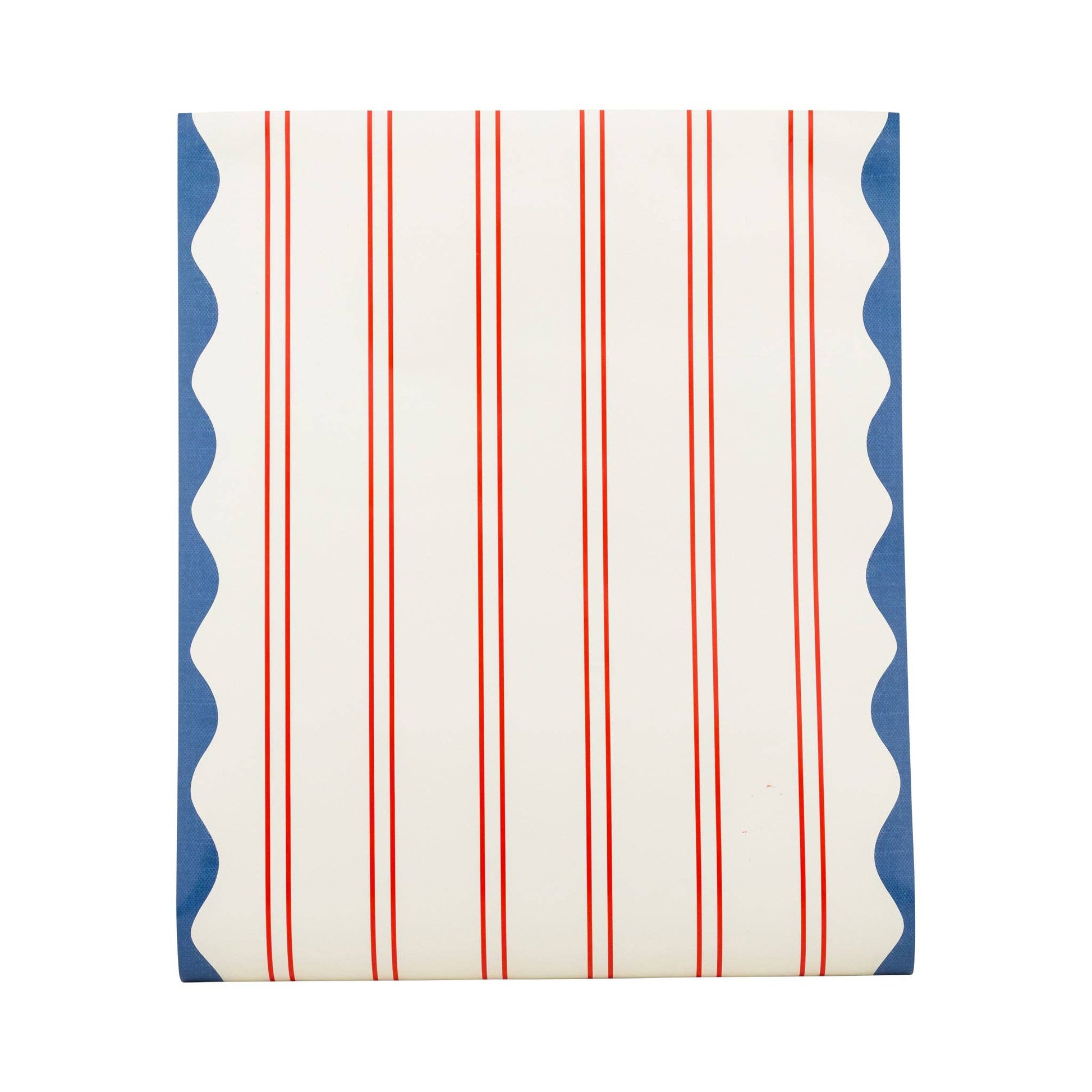 My Mind’s Eye striped table runner with colorful horizontal stripes, made of soft fabric, placed on a dining table.