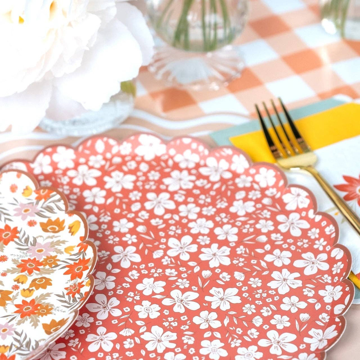 Autumn floral dinner plates by Gatherings by Curated Paperie featuring fall-themed botanical designs on ceramic plates