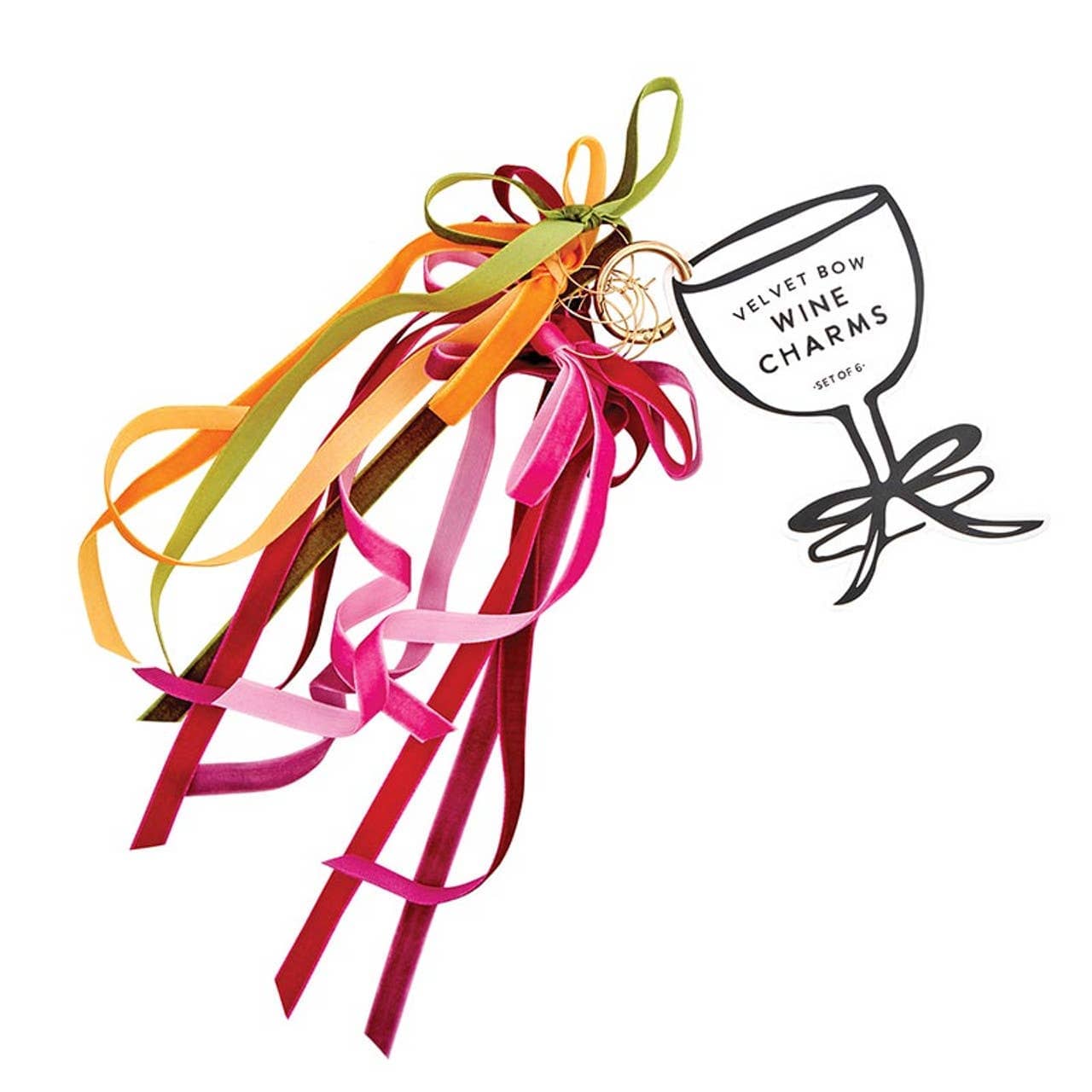 Velvet Bow Wine Charms | Set of 6