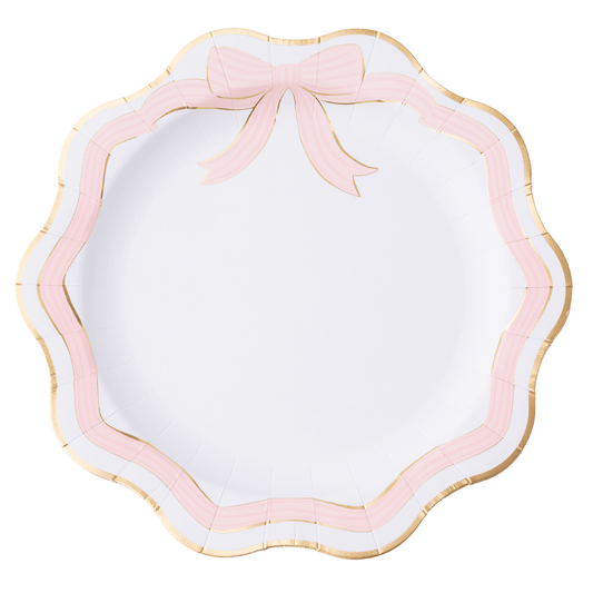 Pink Bow Dinner Plates - 11" | Set of 8 - Porcupine Paper Co.