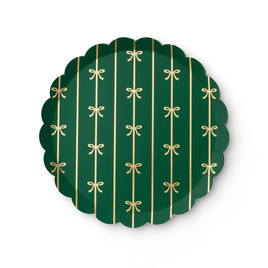 Emerald Green Signature Bow Small Plates 8.25" |  Set of 8
