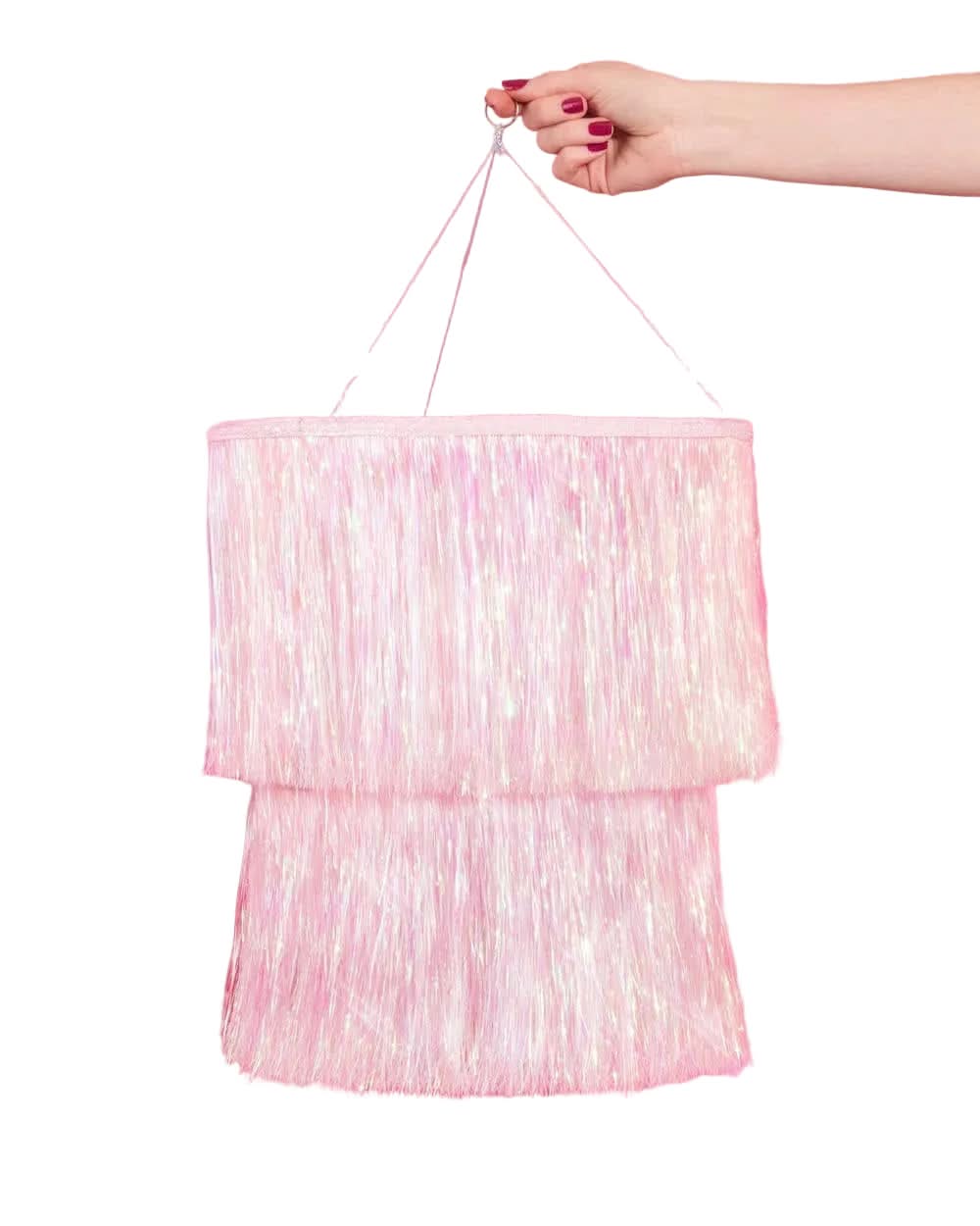 Iridescent sparkly party chandelier with hanging crystal accents, decorative lighting for celebrations by xo, Fetti